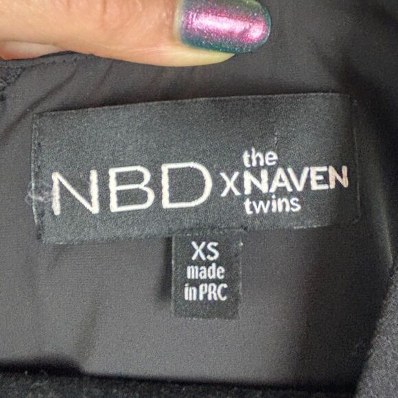 NBD x Naveen Twins REVOLVE Little Black Mini Dress Cutouts Zip Clubwear Party XS - Picture 8 of 10